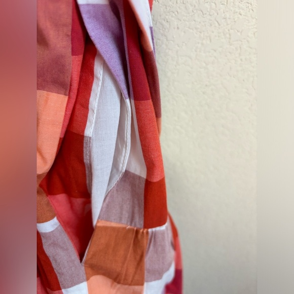 NWT J. Crew Coral Lilac Gingham Checkered Tiered V-Neck Pocketed Dress 14 - Picture 9 of 13